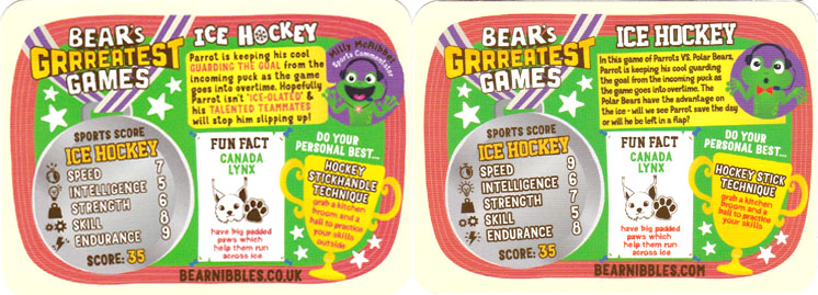 Yoyo Bear Greatest Games Ice Hockey card variant reverse